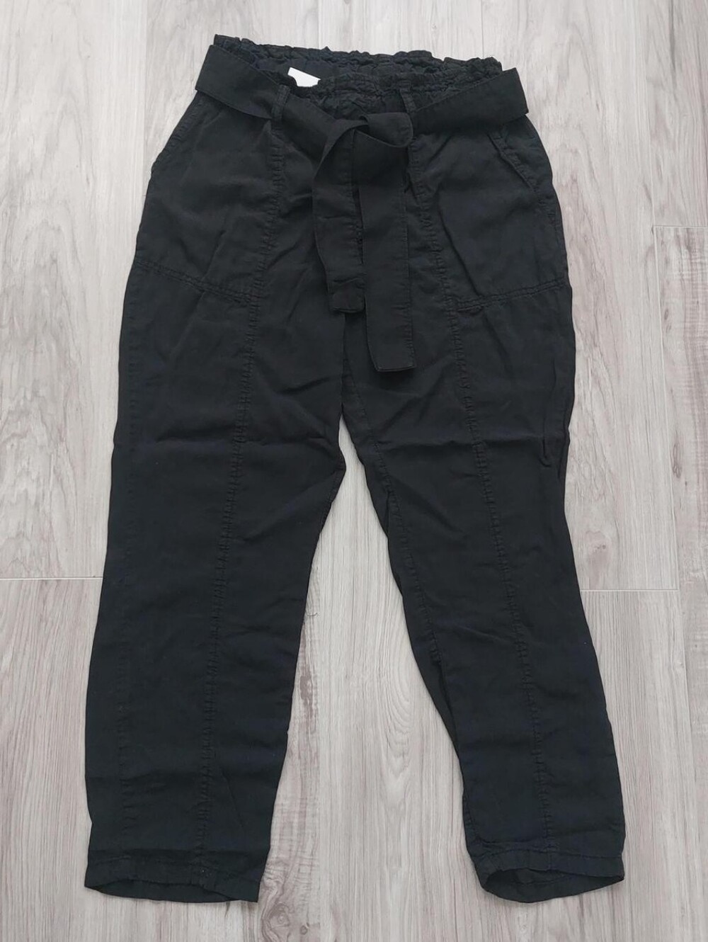 Black Tie-Waist Chinos - Women Pants